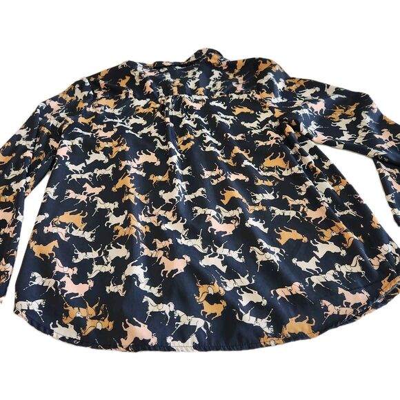 H&M Button Up Horse Equestrian Western Cowgirl Novelty Print Shirt SZ 10 Medium - Picture 14 of 15